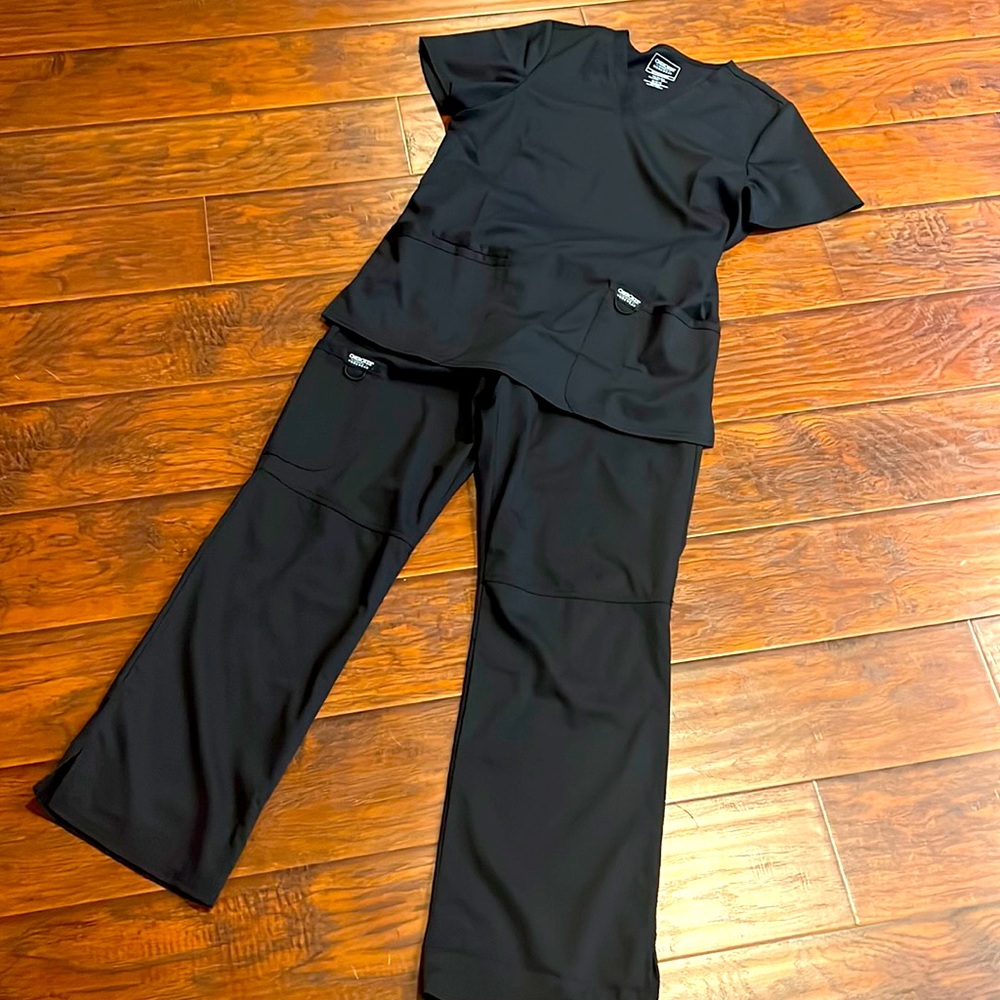 Cherokee workwear scrubs set black top and bottom size medium